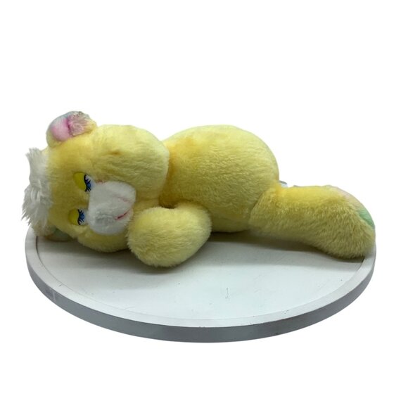 Vtg 1980s Yellow Sleepy Bear Plush Stuffed Animal Pastel Paws 13" - Picture 1 of 7